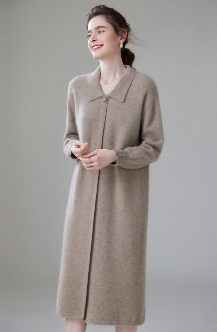 Cashmere Polo Collar Knitted Loose Long Dress