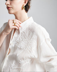Exquisite Beaded Ramie Shirt