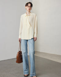 Simple Solid Color Silk Shirt