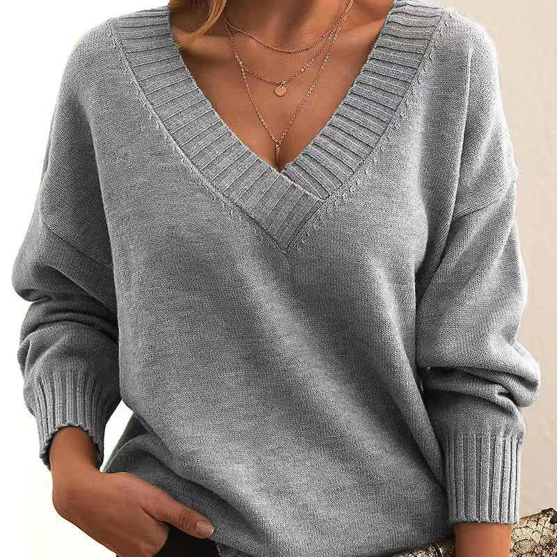 Loose V-Neck Versatile Knit Sweater