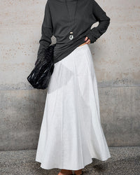 High-Waisted, Structured-Panel A-Line Skirt
