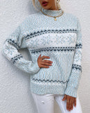 High-Neck Snowflake Knit Sweater