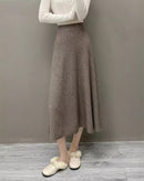 High-Waisted Soft A-Line Cashmere Skirt