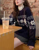 Christmas Retro Jacquard Crew Neck Sweater