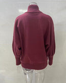 High-Neck Batwing Sleeve Christmas Knit Sweater