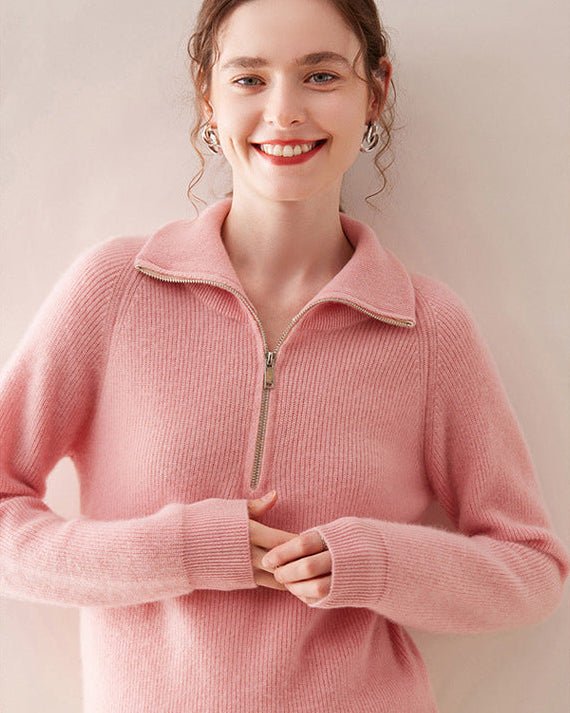 Half-Zip Thick Cashmere Wool Sweater