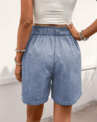 Solid-Color High-Waisted Straight-Leg Shorts