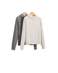 Sheep Wool Hooded Knit Pullover Sweater