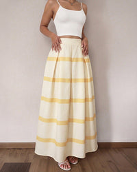 Striped High Waist Big Swing Skirt