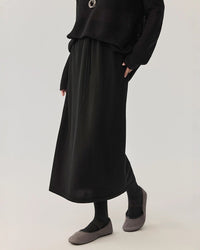 High-Waisted Stretch Wool Skirt