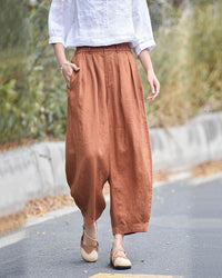 Linen High-Waisted Straight Leg Pants
