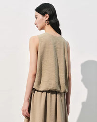 Sleeveless Loose-Fit Crew Neck Tank Top