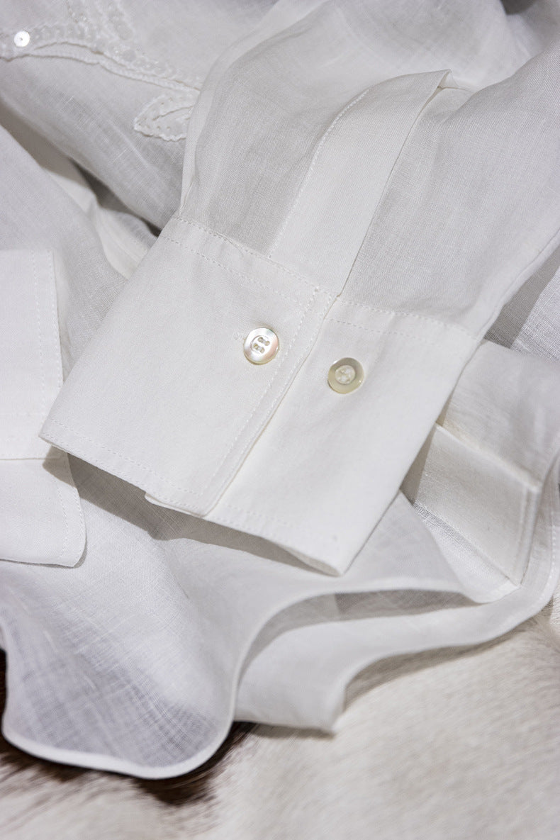 Exquisite Beaded Ramie Shirt
