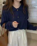 Wool Cardigan Polo Collar Sweater