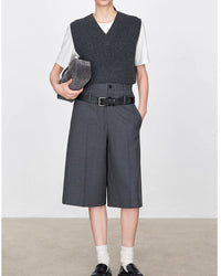Casual Double-Waisted Five-Quarter Shorts