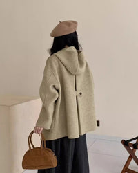 Hooded Reversible Mid-Length Wool Coat