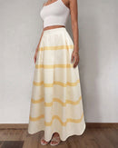 Striped High Waist Big Swing Skirt