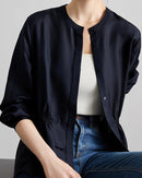 Silk Stand-Collar Fitted Shirt