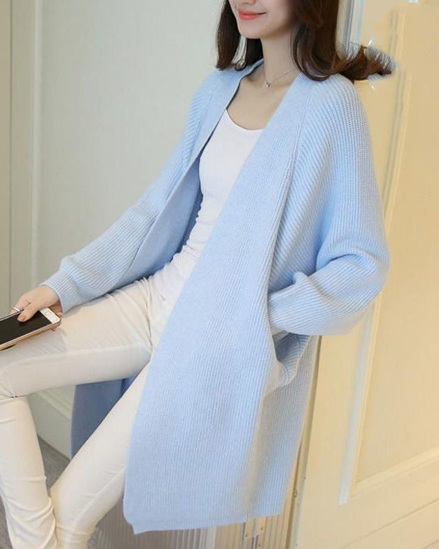 Bat Sleeve Knited Long Cardigan