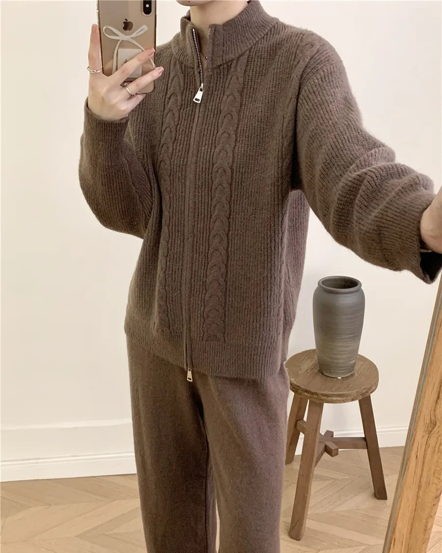 O Neck Sweater & Wide Leg Pants TrackSuit