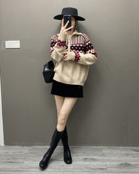 Cashmere Loose Half-Zip Casual Sweater