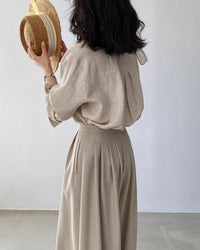 Loose-Fit Linen-Blend Button-Down Shirt