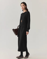 Wool Crew Neck Knit Dress
