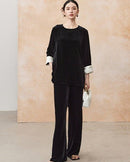 High-Waisted Wide-Leg Silk Velvet Pants