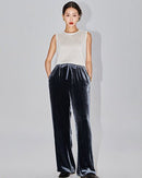 High-Waisted Wide-Leg Silk Velvet Pants