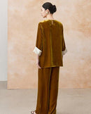 High-Waisted Wide-Leg Silk Velvet Pants