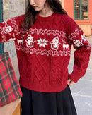 Christmas Retro Jacquard Crew Neck Sweater