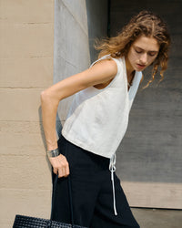 Linen V-Neck Sleeveless Tie-Front Vest