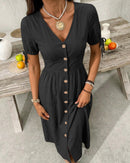Casual Short-Sleeved V-Neck Dress