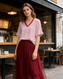 Loose-Fit Striped V-Neck T-Shirt