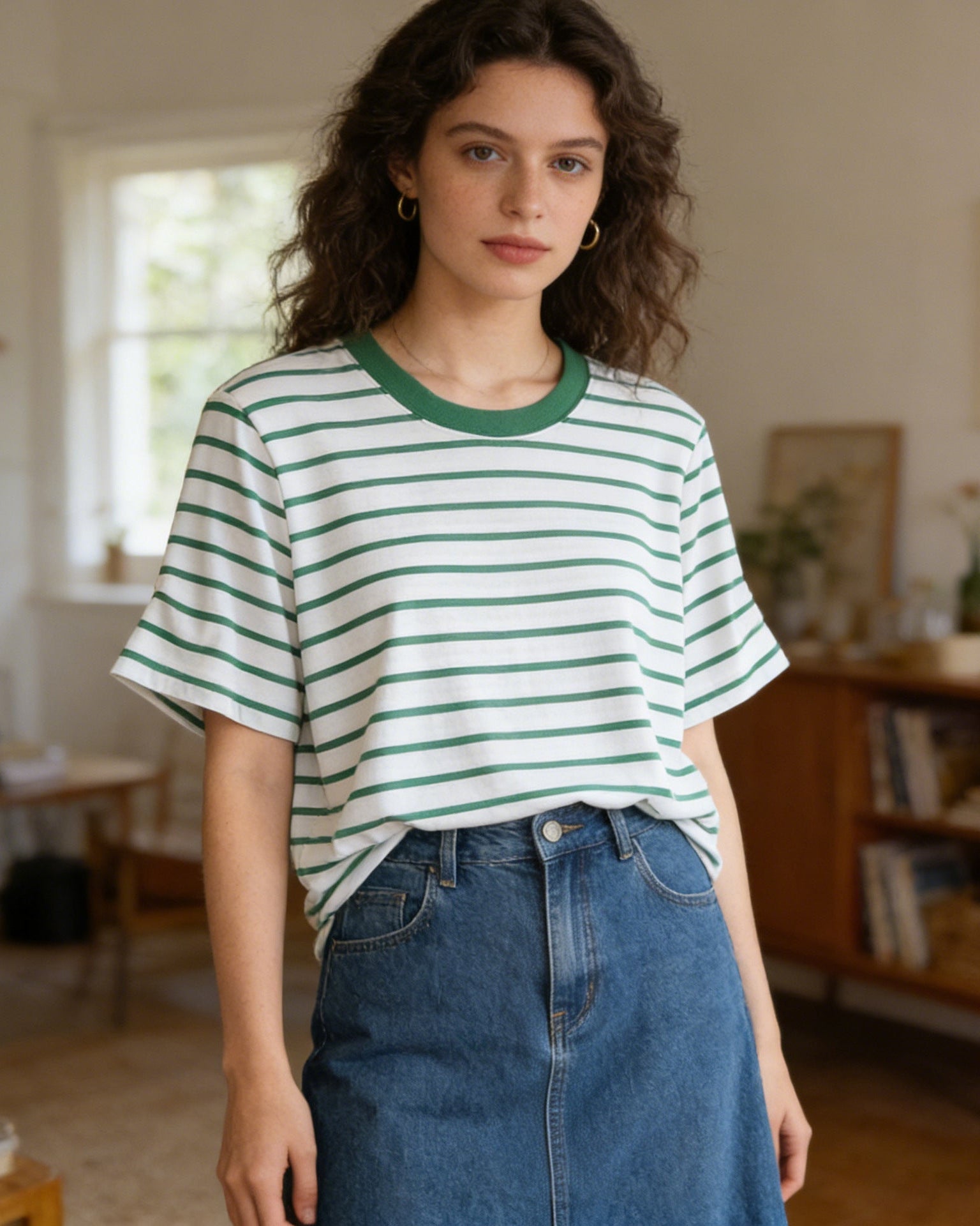 Loose-Fit Striped Crew-NeckT-Shirt