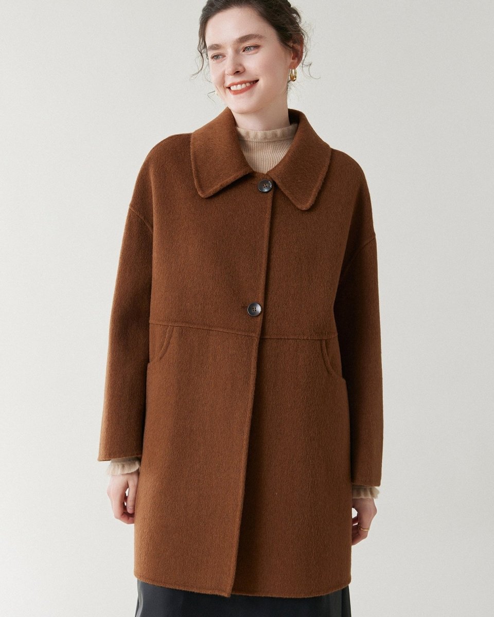 Mid-Length Pure Wool Coat