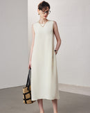 A-Line Sleeveless Silk Dress