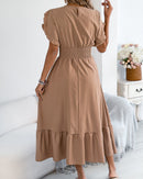 Casual Short-Sleeved Slim-Fit Long Dress
