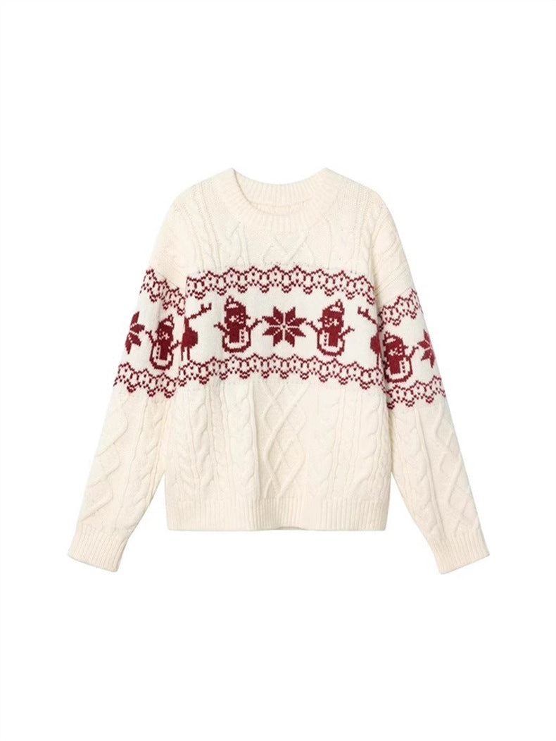 Christmas Retro Jacquard Crew Neck Sweater