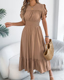 Casual Short-Sleeved Slim-Fit Long Dress