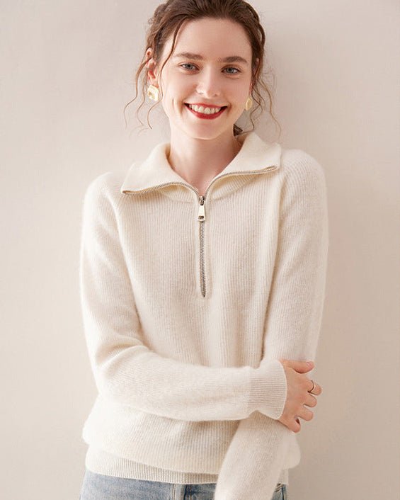 Half-Zip Thick Cashmere Wool Sweater