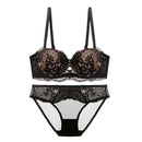 Gather Lace Bra Underwear Set