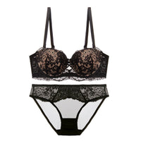 Gather Lace Bra Underwear Set