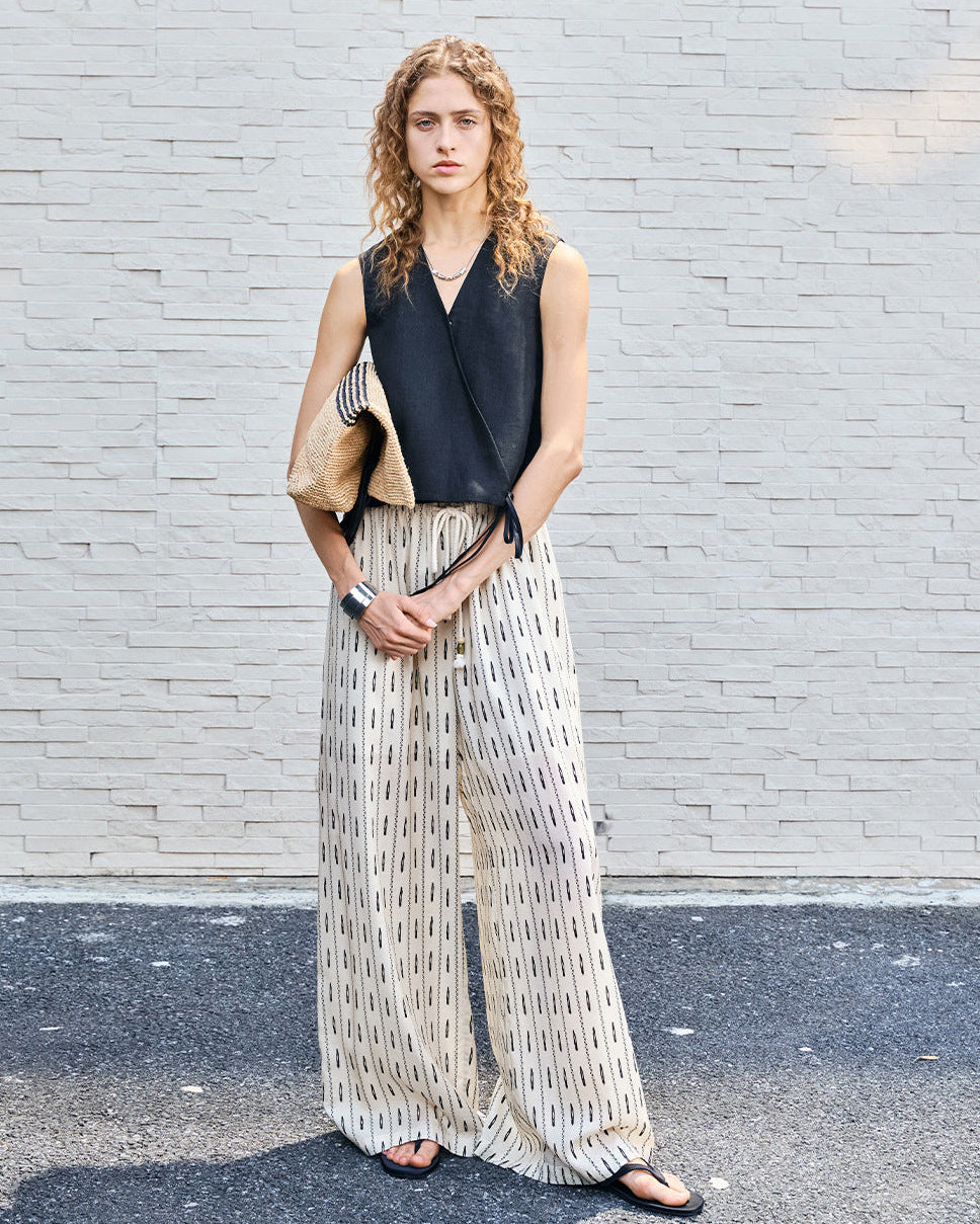 Tencel Linen Loose Straight-Leg Pants
