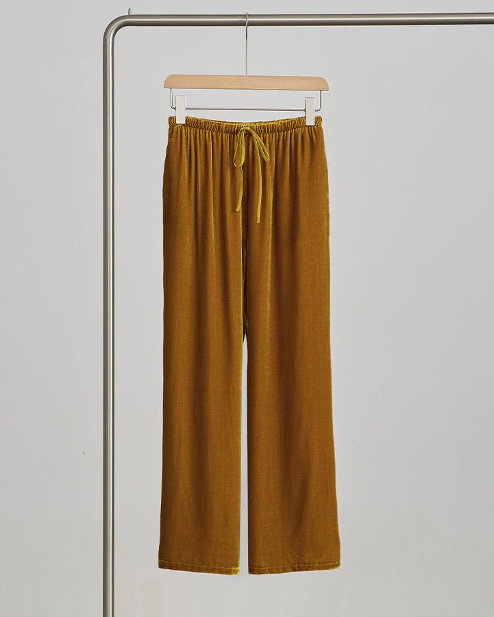 High-Waisted Wide-Leg Silk Velvet Pants