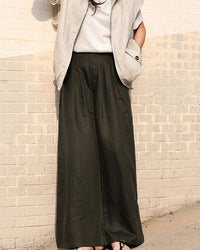 High-Waisted Draped Straight-Leg Trousers