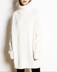 Cashmere Mid-Length Loose-Fitting Turtleneck Sweater