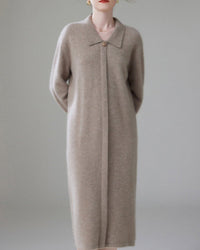 Cashmere Polo Collar Knitted Loose Long Dress
