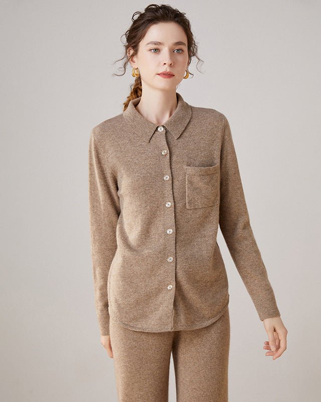 Wool & Cashmere Polo Collar Knit Sweater