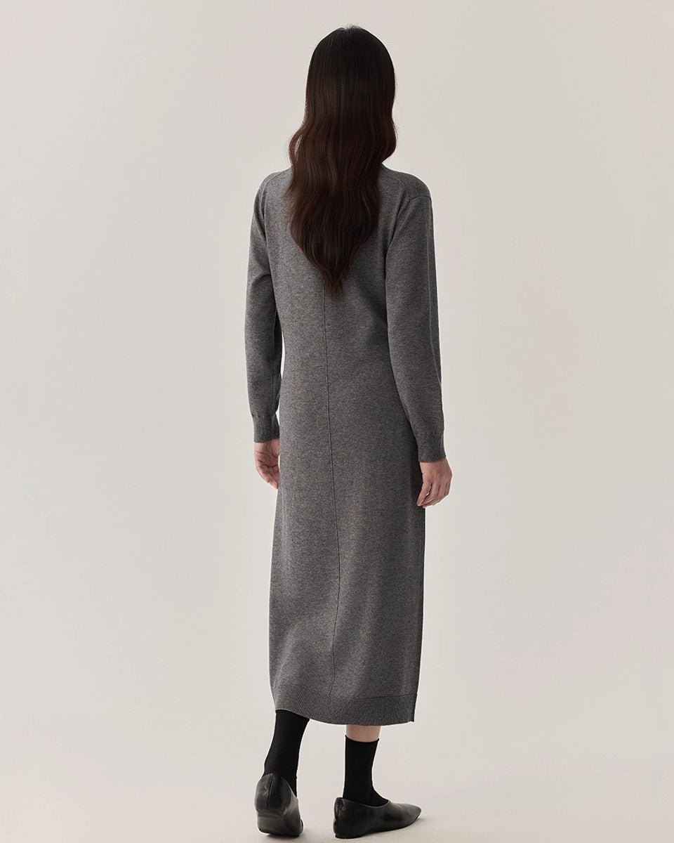 Wool Crew Neck Knit Dress